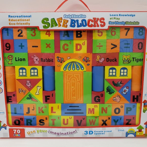 New 70pc Foam Blocks with Alphabet and Number - Picture 1 of 10
